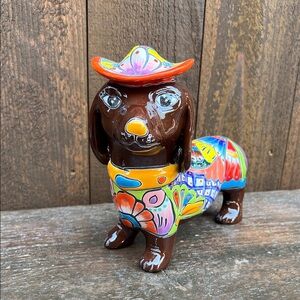 Colorful Talavera Dachshund/Wiener Dog Figurine Decor.